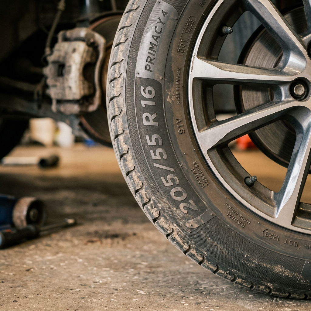 Marquages de dimension sur le flanc d'un pneu